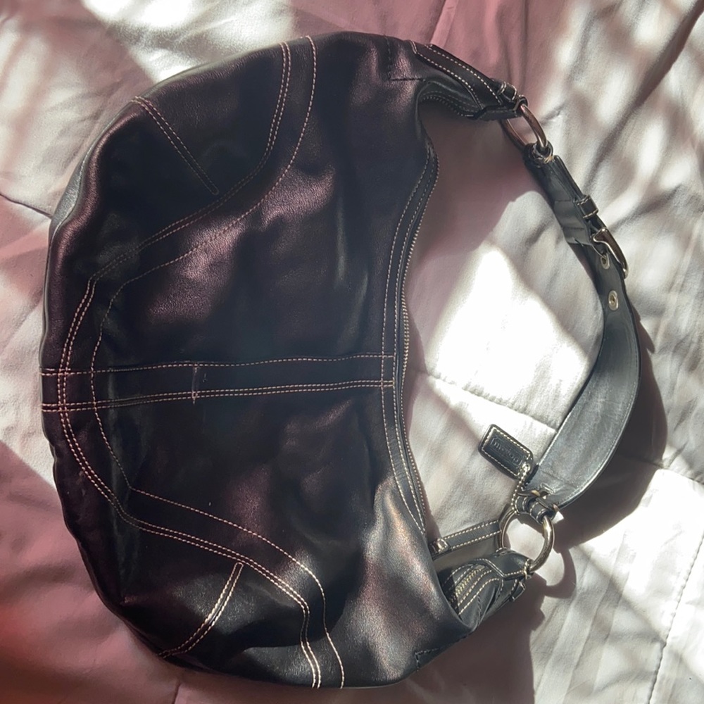 Small Black Leather Coach handbag